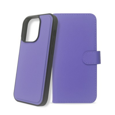 iPhone 14 Pro Max Compatible Case Cover With 2 in 1 Detachable Magnetic Flip Leather Wallet - Violet